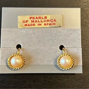 Majorca pearl gold tone earrings